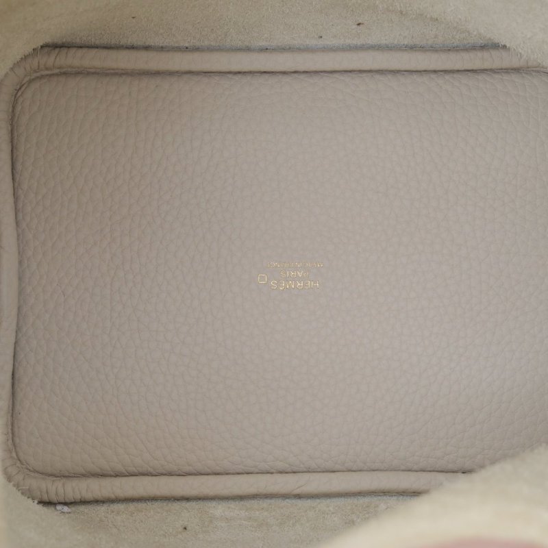 HERMES Picotin菜籃子18Touch8L冰川白TC皮/正方塊鱷魚皮B刻金扣肩背包-2