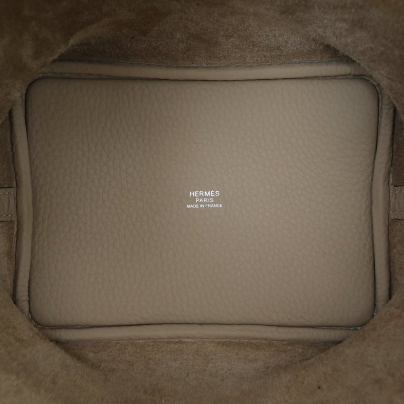 HERMES Picotin18菜籃子S2風衣灰TC皮W刻銀扣肩背包-2