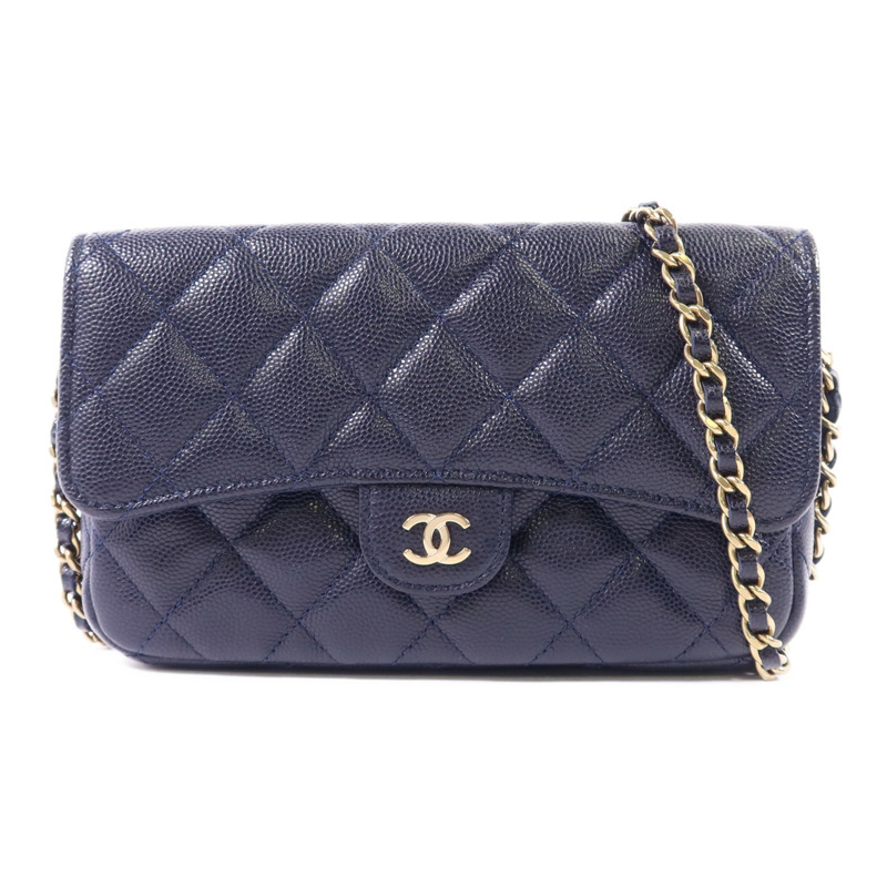 CHANEL 牛皮皮革Chain Shoulder Bag金扣鏈帶肩背袋-0