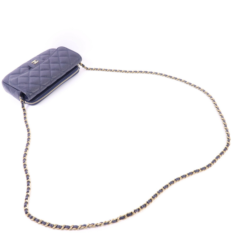 CHANEL 牛皮皮革Chain Shoulder Bag金扣鏈帶肩背袋-4