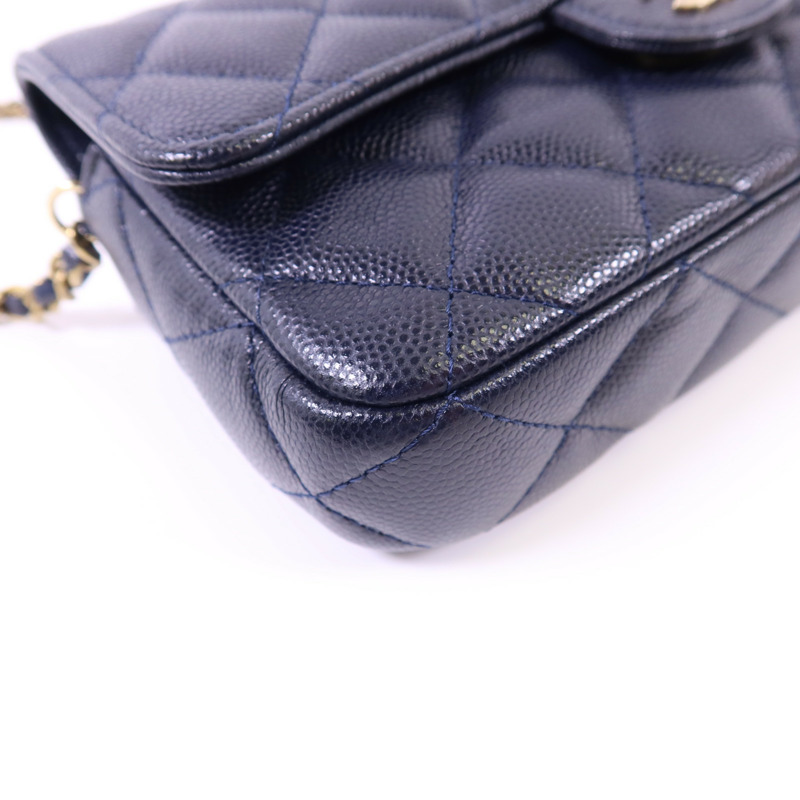 CHANEL 牛皮皮革Chain Shoulder Bag金扣鏈帶肩背袋-12