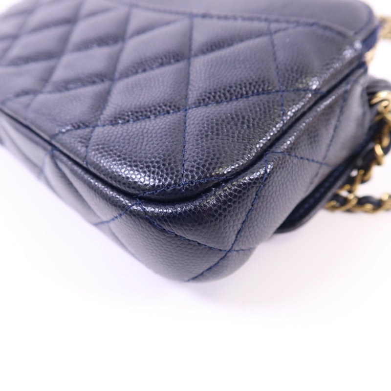 CHANEL 牛皮皮革Chain Shoulder Bag金扣鏈帶肩背袋-13