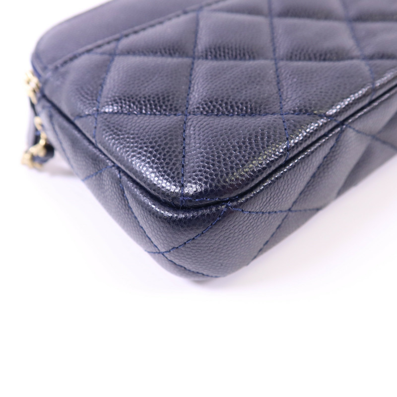 CHANEL 牛皮皮革Chain Shoulder Bag金扣鏈帶肩背袋-14