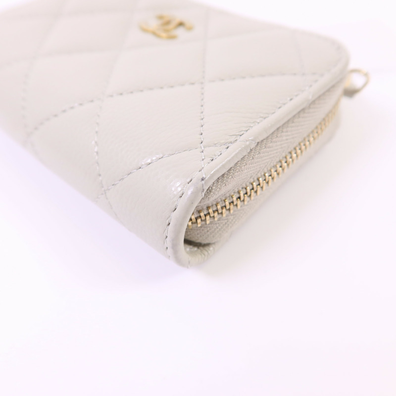 CHANEL 牛皮皮革Coin Case金扣零錢包-8