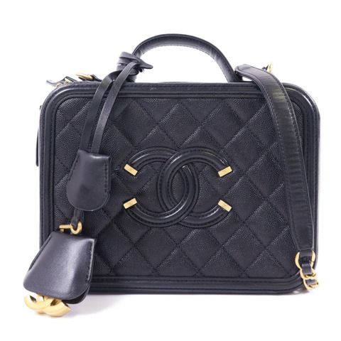 CHANEL 牛皮皮革Vanity Case Bag金扣手挽肩背兩用袋