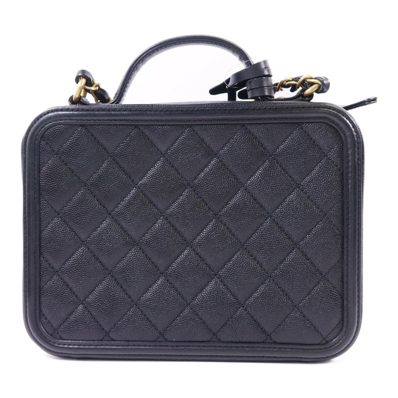 CHANEL 牛皮皮革Vanity Case Bag金扣手挽肩背兩用袋-1