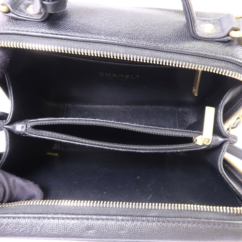 CHANEL 牛皮皮革Vanity Case Bag金扣手挽肩背兩用袋-5