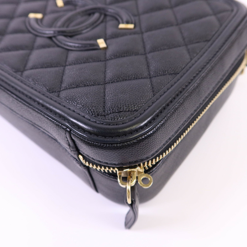 CHANEL 牛皮皮革Vanity Case Bag金扣手挽肩背兩用袋-10