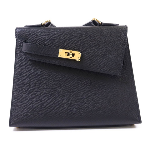 HERMES Epsom皮革Kelly 20 Desordre金扣肩背袋Noir