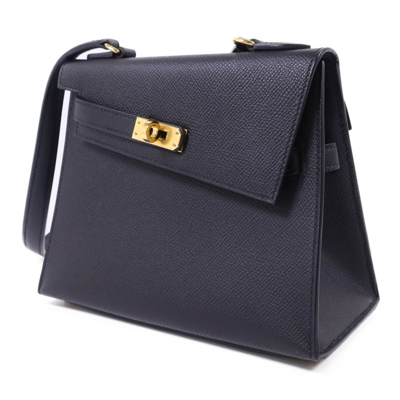 HERMES Epsom皮革Kelly 20 Desordre金扣肩背袋Noir-1