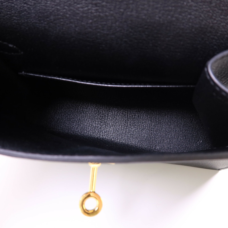 HERMES Epsom皮革Kelly 20 Desordre金扣肩背袋Noir-5