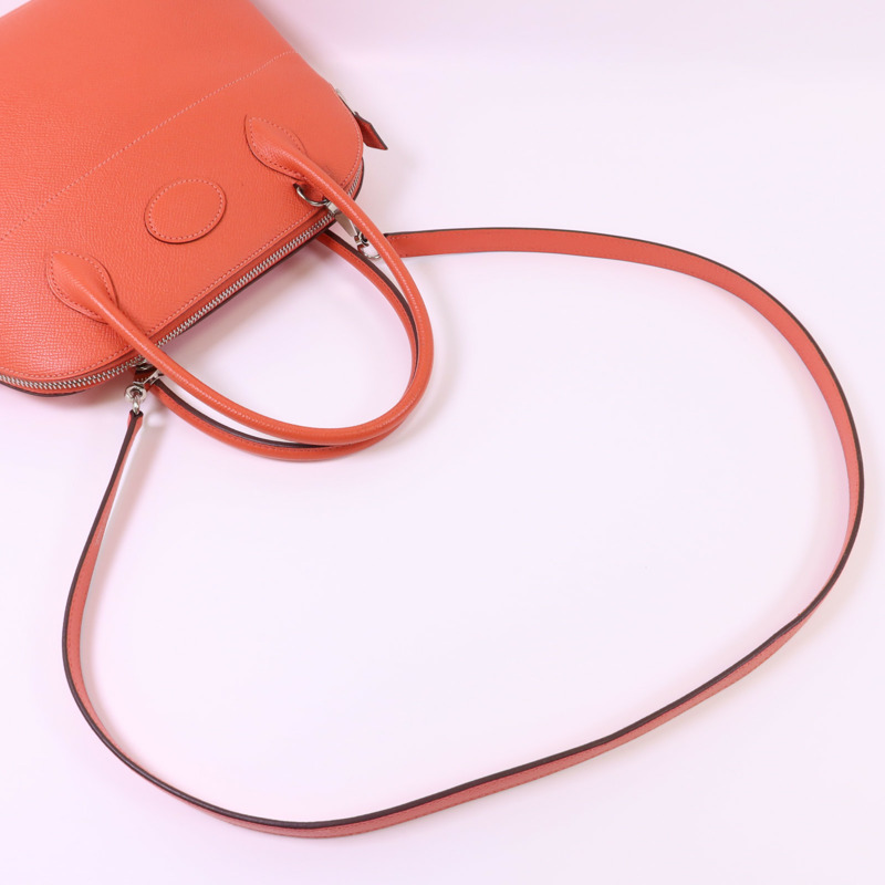 HERMES Epsom皮革Bolide 27銀扣手挽肩背兩用袋Rose Jaipur-4