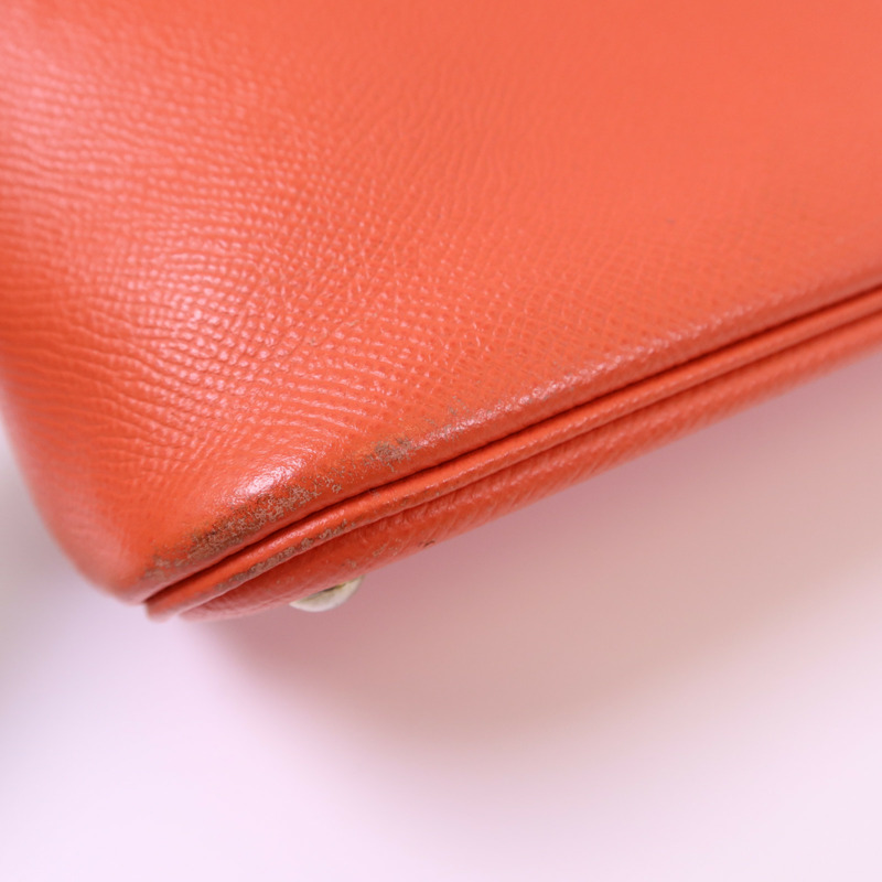 HERMES Epsom皮革Bolide 27銀扣手挽肩背兩用袋Rose Jaipur-15