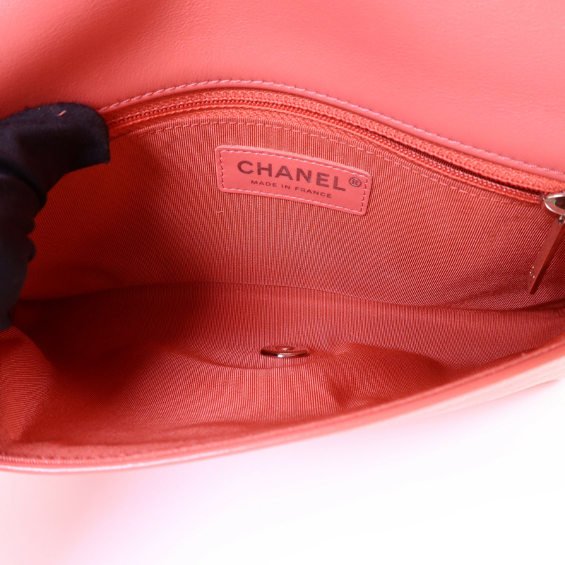 CHANEL 牛皮皮革Chain Shoulder Bag銀扣鏈帶肩背袋-5