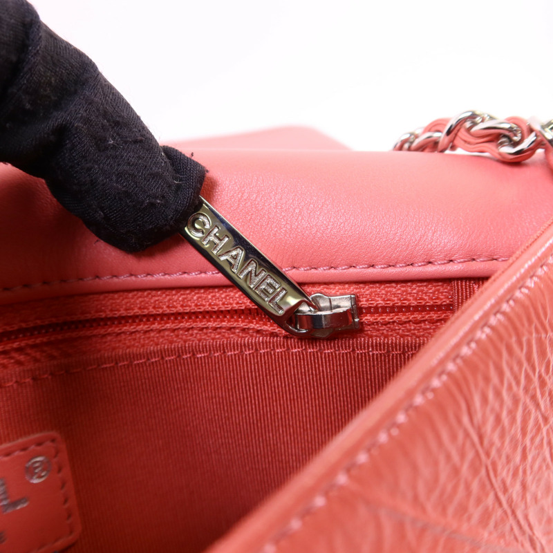 CHANEL 牛皮皮革Chain Shoulder Bag銀扣鏈帶肩背袋-8