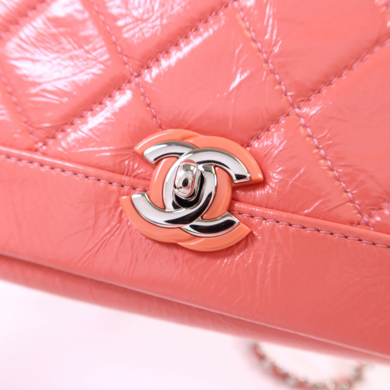 CHANEL 牛皮皮革Chain Shoulder Bag銀扣鏈帶肩背袋-9