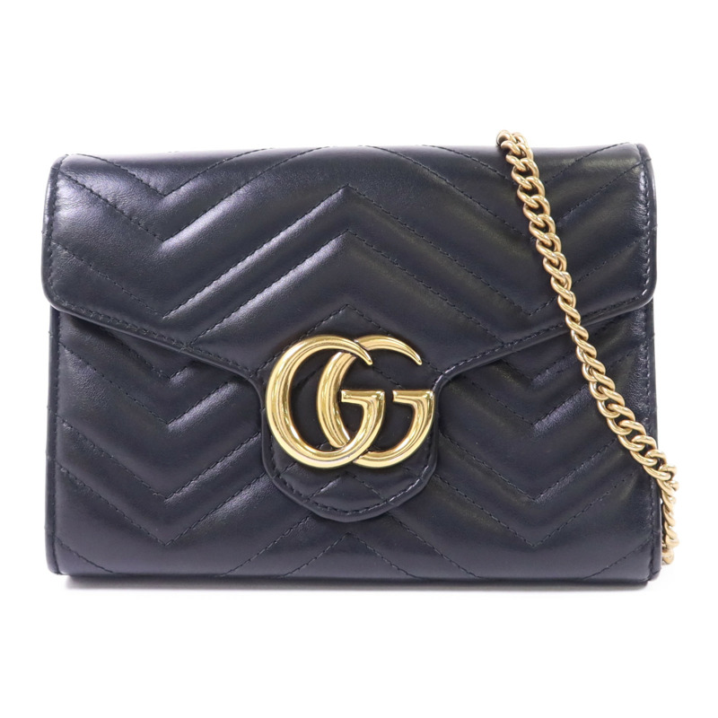 GUCCI 牛皮皮革GG Marmont金扣鏈帶肩背袋-0