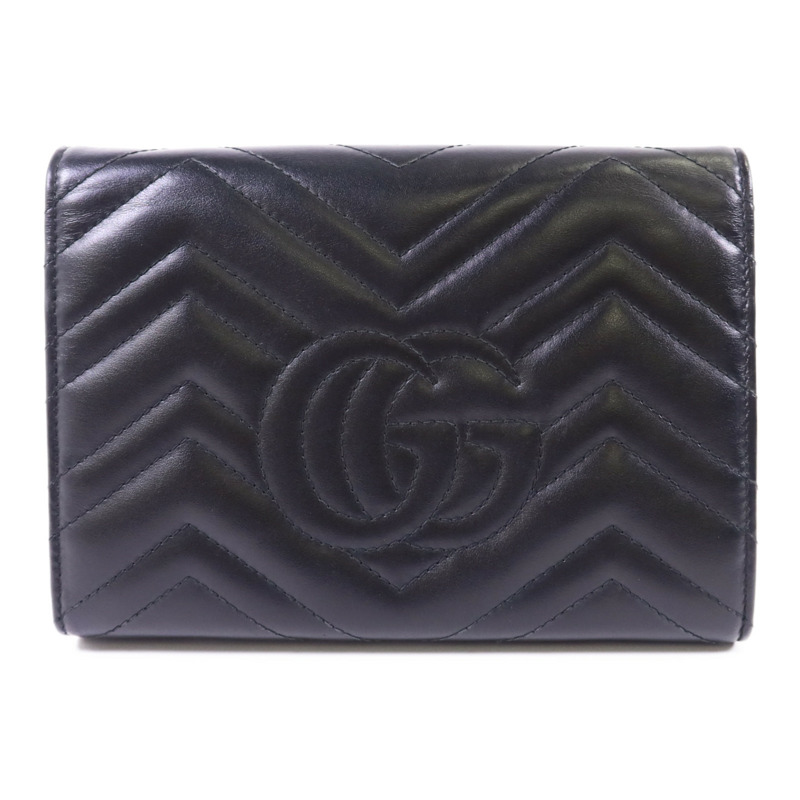 GUCCI 牛皮皮革GG Marmont金扣鏈帶肩背袋-1