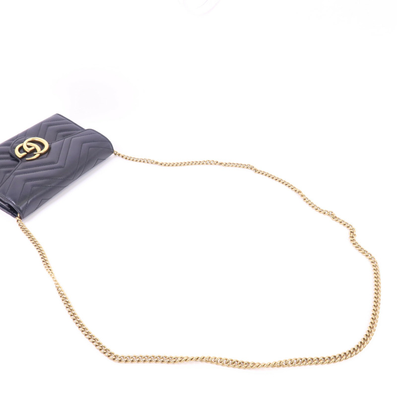 GUCCI 牛皮皮革GG Marmont金扣鏈帶肩背袋-4