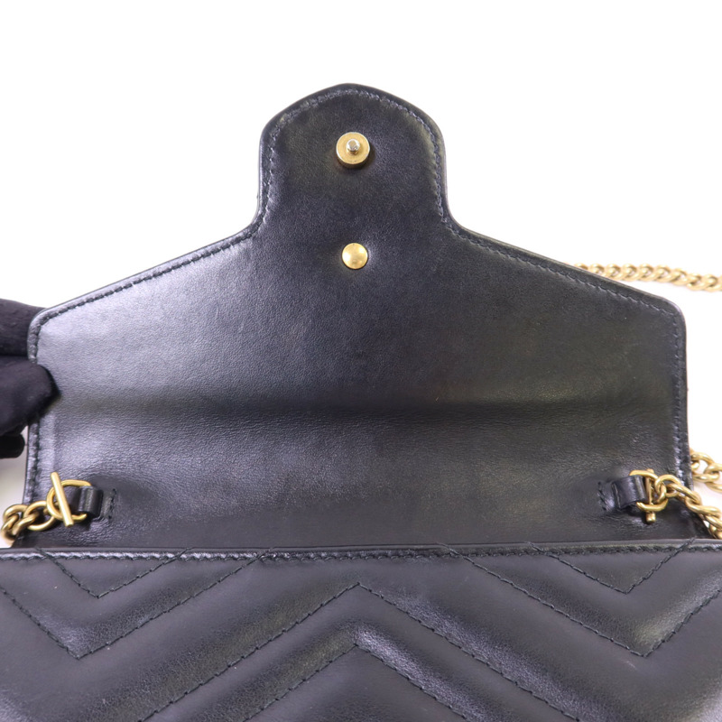 GUCCI 牛皮皮革GG Marmont金扣鏈帶肩背袋-14