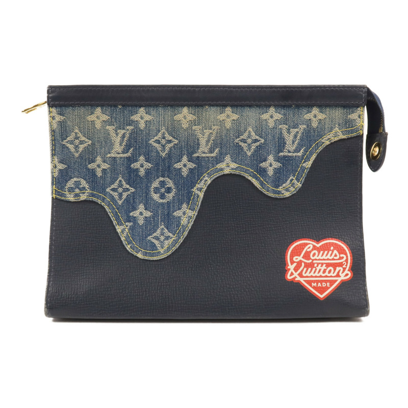 LOUIS VUITTON Monogram Denim LV X Nigo Pochette Voyage金扣手拿包-0