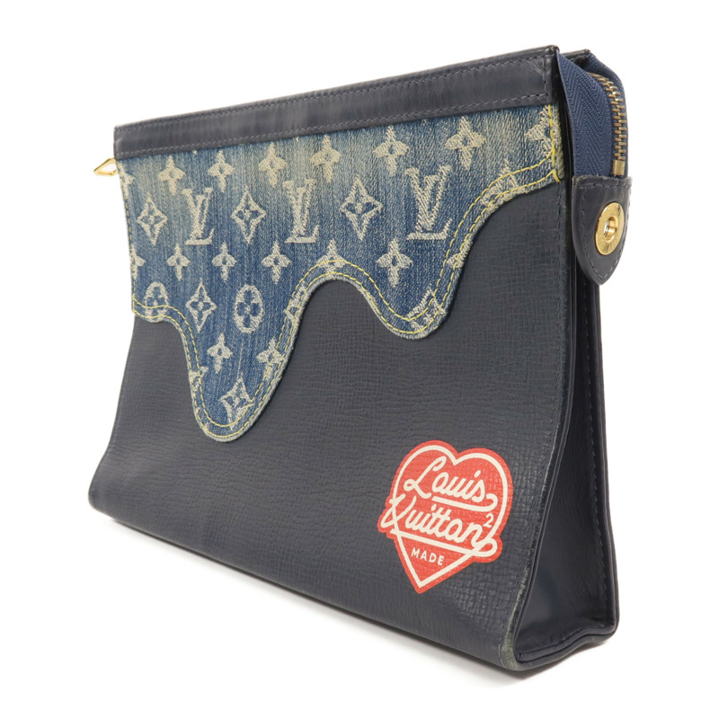 LOUIS VUITTON Monogram Denim LV X Nigo Pochette Voyage金扣手拿包-2