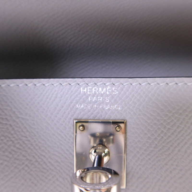 HERMES Epsom皮革Kelly 25銀扣手挽肩背兩用袋Bleu Glacier-6