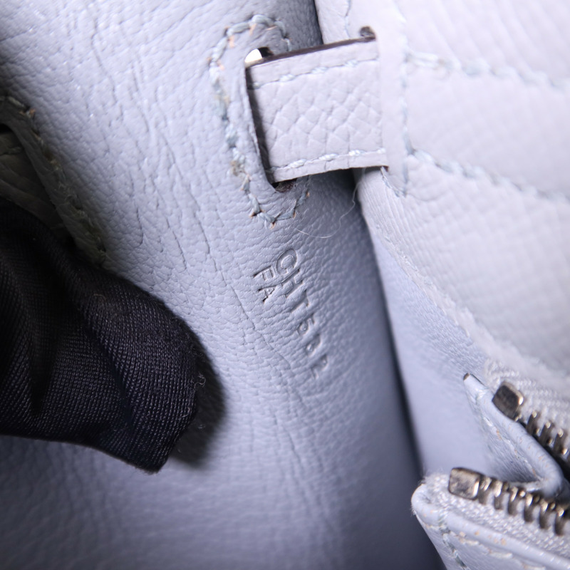 HERMES Epsom皮革Kelly 25銀扣手挽肩背兩用袋Bleu Glacier-7