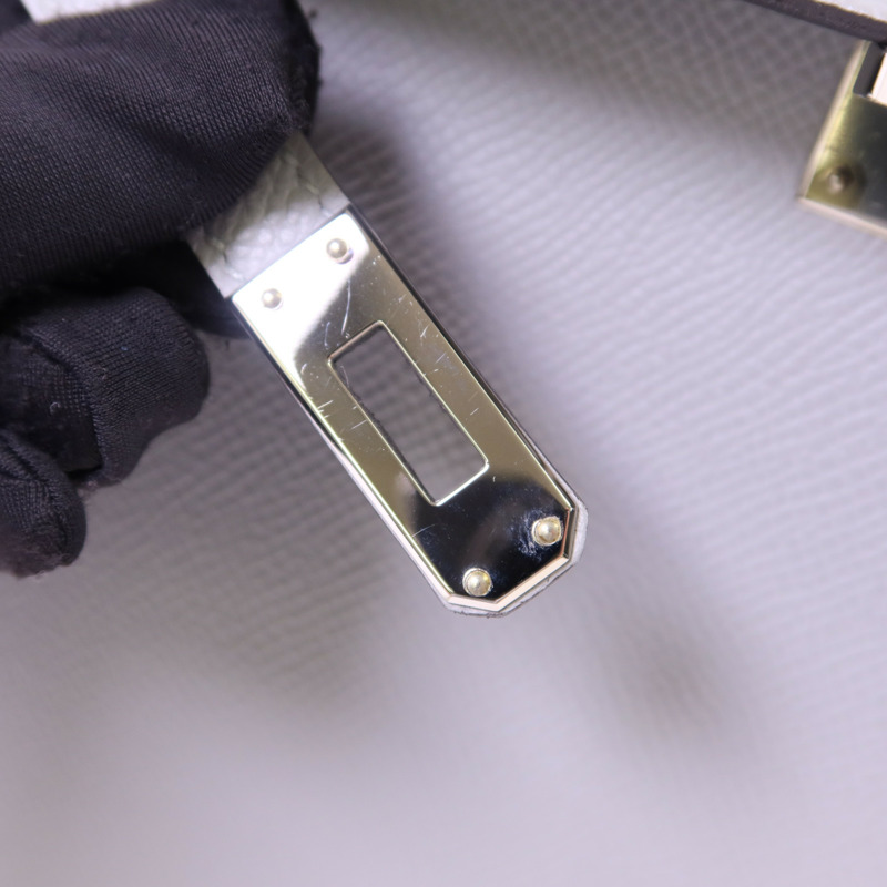 HERMES Epsom皮革Kelly 25銀扣手挽肩背兩用袋Bleu Glacier-9