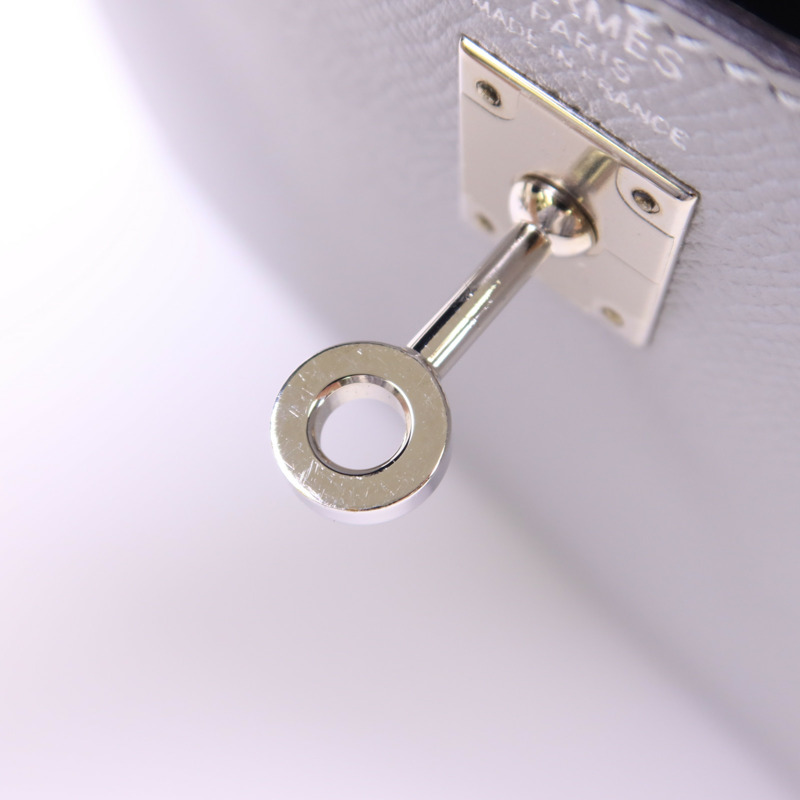 HERMES Epsom皮革Kelly 25銀扣手挽肩背兩用袋Bleu Glacier-10