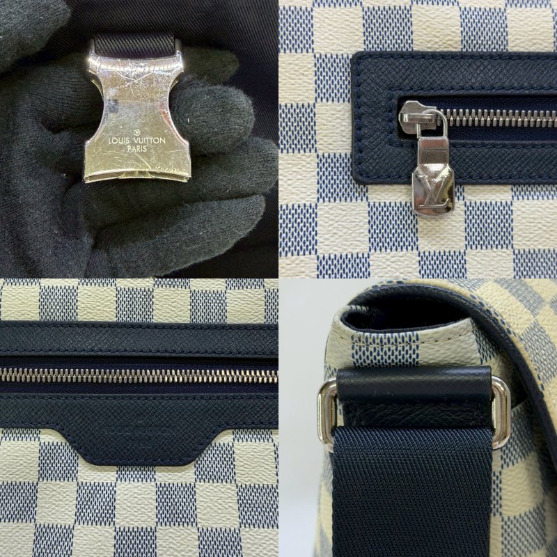 LV 白棋盤格郵差包-5