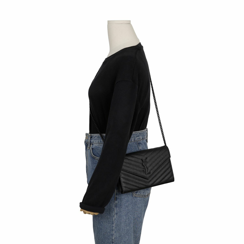 SAINT LAURENT Monogram Chain Wallet Crossbody 377828-15
