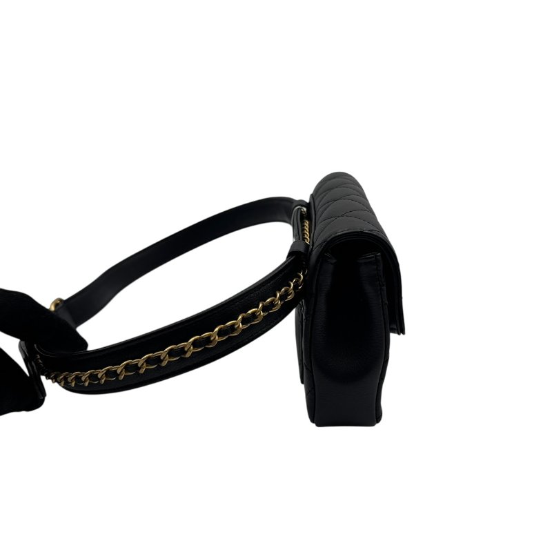 【美收精品】CHANEL 黑色羊皮腰包 B-985【隔月月中將轉賣至日本 上架期限30天】-2
