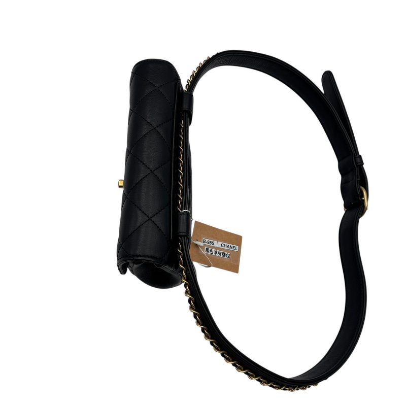 【美收精品】CHANEL 黑色羊皮腰包 B-985【隔月月中將轉賣至日本 上架期限30天】-4