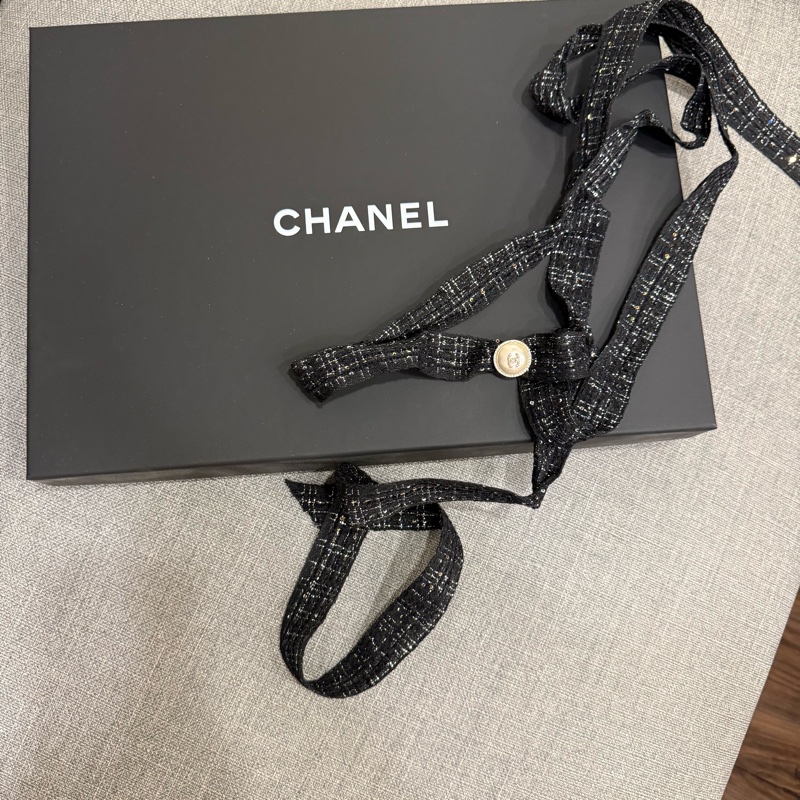 Chanel灰藍超柔軟羊絨圍巾 可雙面用-5