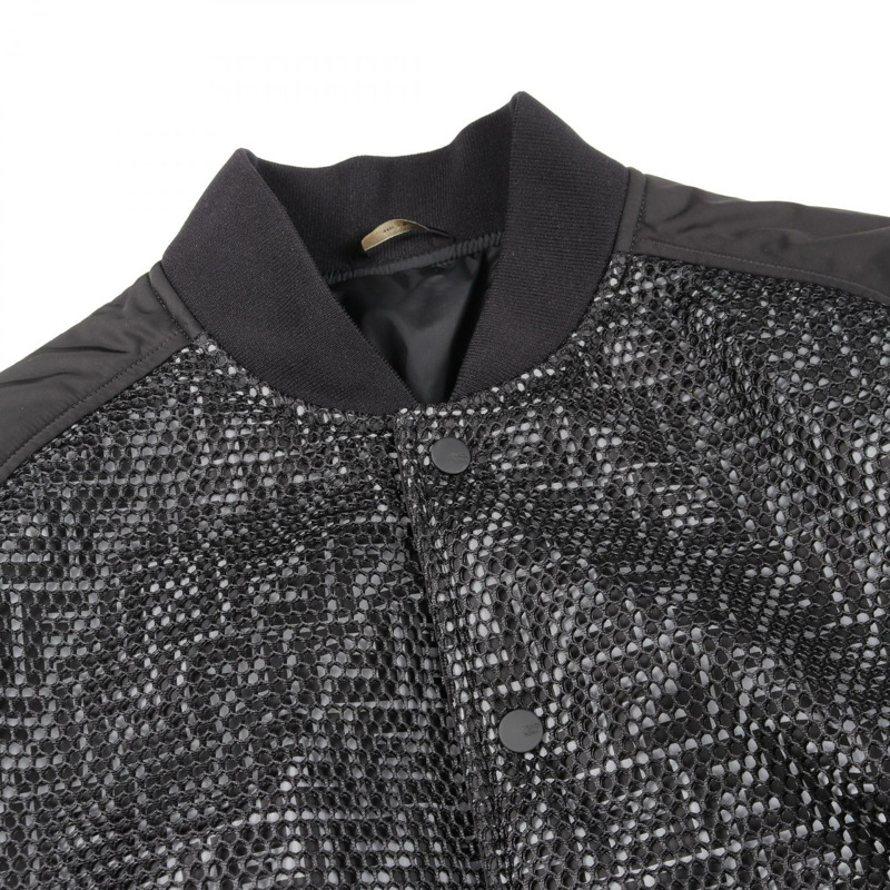 FENDI FF圖案黑色聚酯短版夾克，男款，二手，48號-11