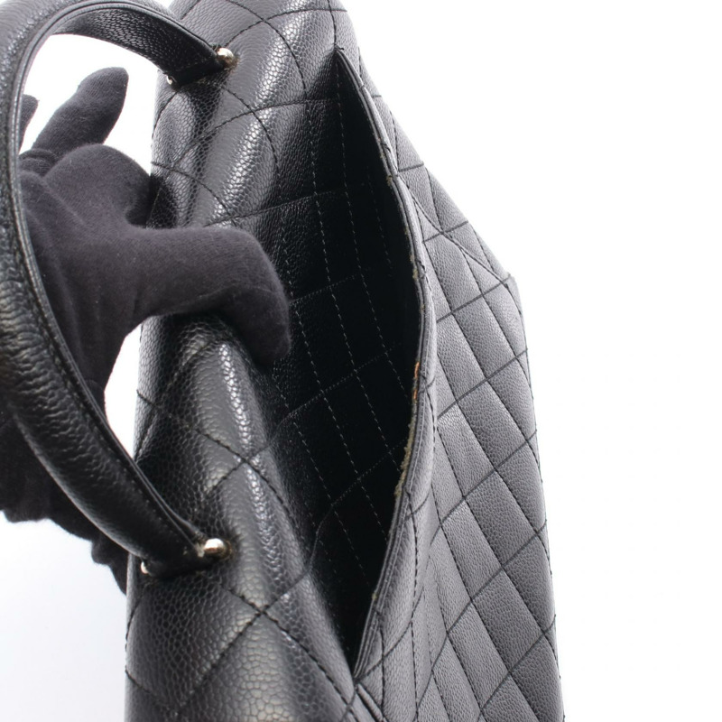香奈兒 (CHANEL) Matelasse 手提包,粒面小牛皮,黑色,二手,女士款,帶五金配件-5