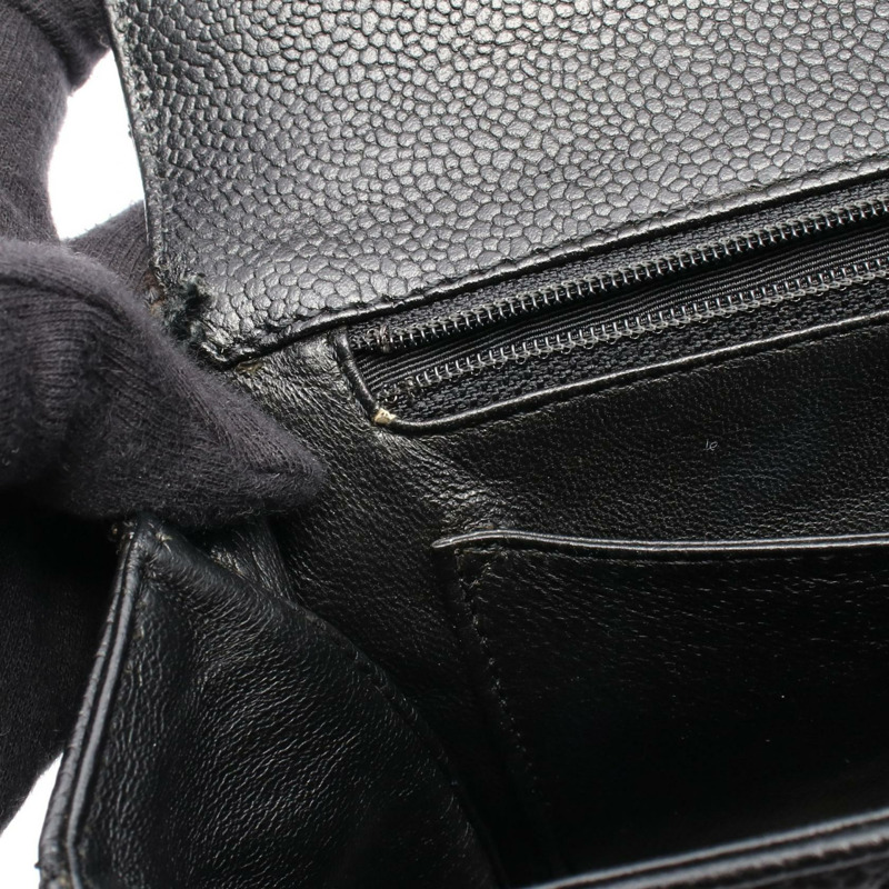 香奈兒 (CHANEL) Matelasse 手提包,粒面小牛皮,黑色,二手,女士款,帶五金配件-6