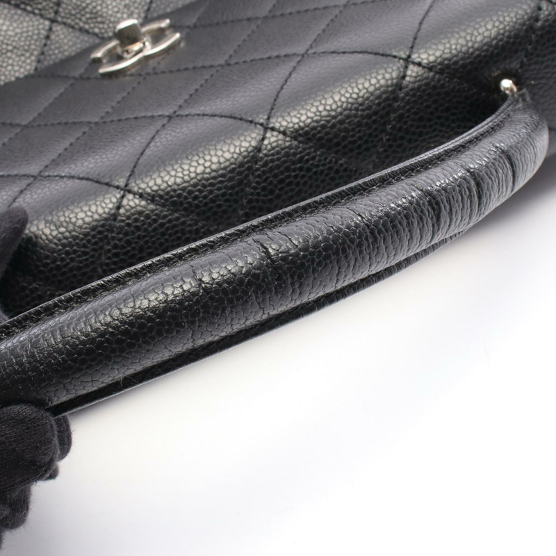 香奈兒 (CHANEL) Matelasse 手提包,粒面小牛皮,黑色,二手,女士款,帶五金配件-7