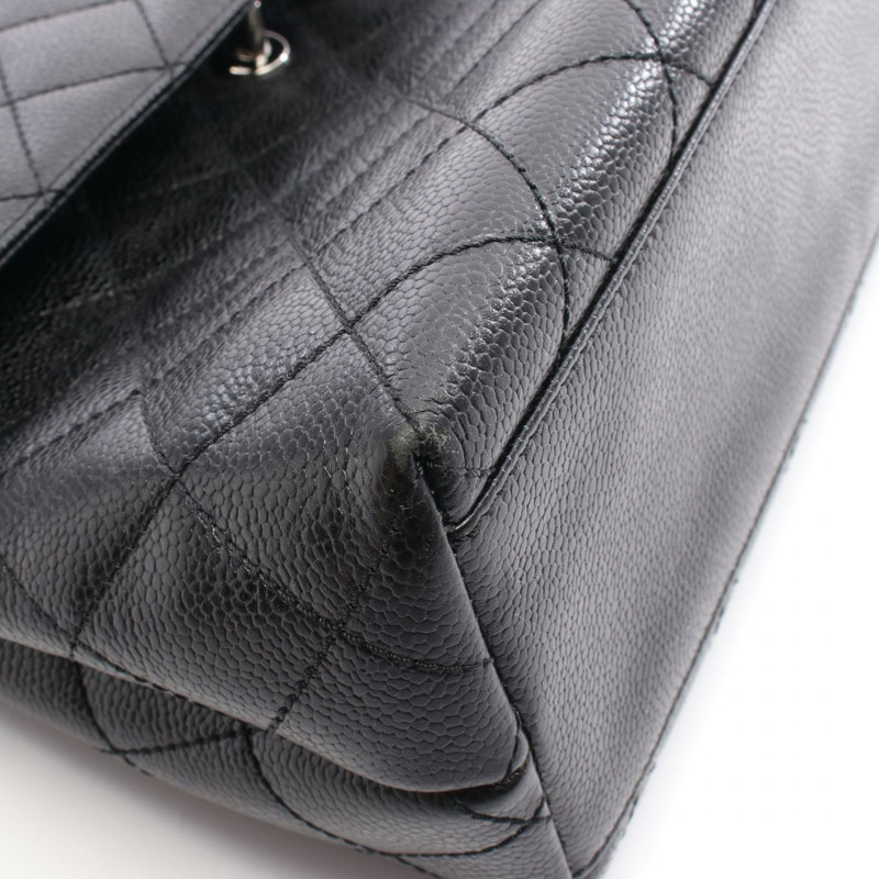 香奈兒 (CHANEL) Matelasse 手提包,粒面小牛皮,黑色,二手,女士款,帶五金配件-8