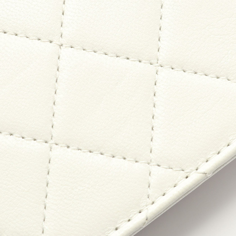 香奈兒 (CHANEL) 絎縫鏈條肩背斜背包,羊皮材質,白色,二手,金色五金,女士款-8