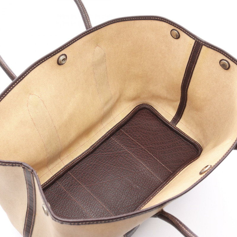 愛馬仕 Garden Party PM 手提包，帆布/水牛皮材質，米色/棕色，二手-2