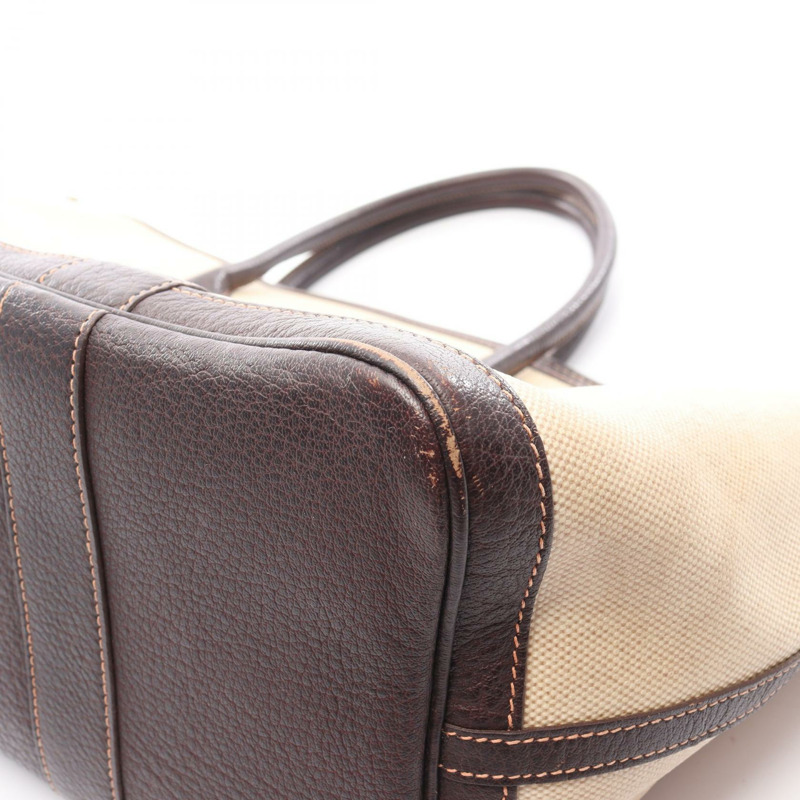 愛馬仕 Garden Party PM 手提包，帆布/水牛皮材質，米色/棕色，二手-4