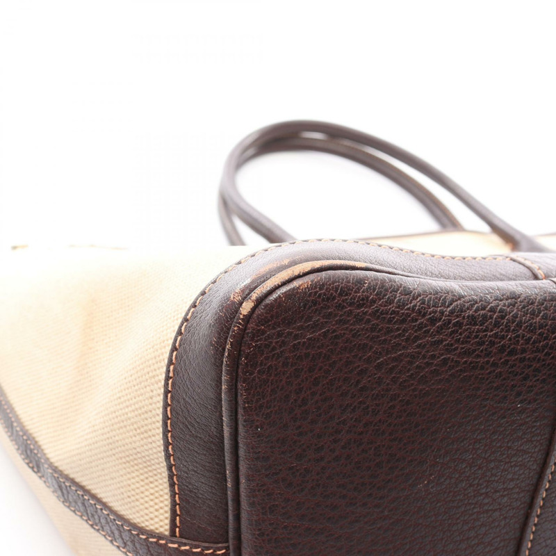 愛馬仕 Garden Party PM 手提包，帆布/水牛皮材質，米色/棕色，二手-5