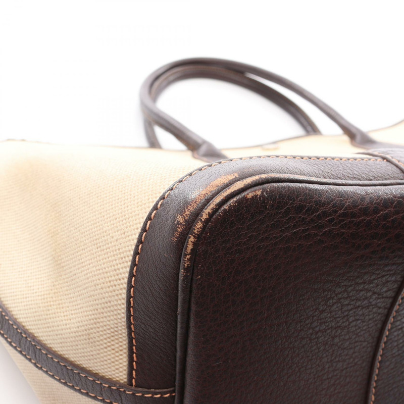 愛馬仕 Garden Party PM 手提包，帆布/水牛皮材質，米色/棕色，二手-7