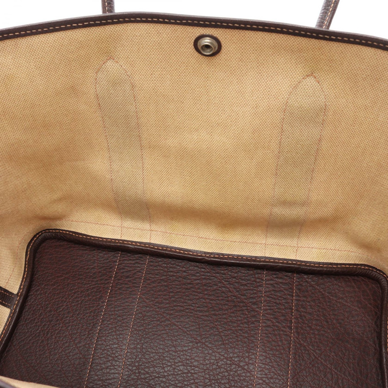 愛馬仕 Garden Party PM 手提包，帆布/水牛皮材質，米色/棕色，二手-10
