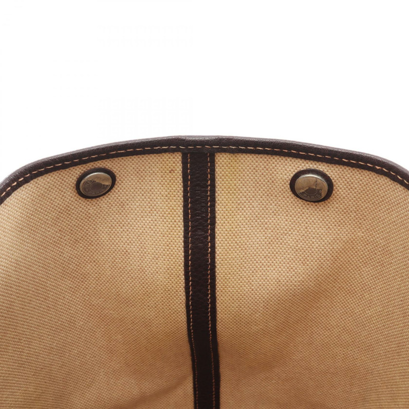 愛馬仕 Garden Party PM 手提包，帆布/水牛皮材質，米色/棕色，二手-13