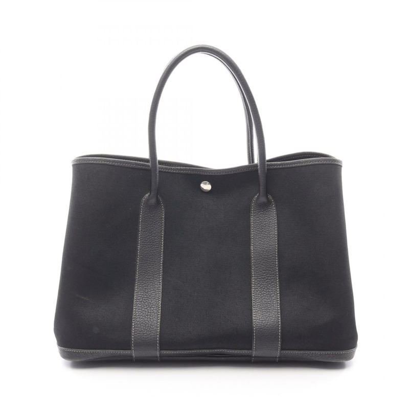 愛馬仕 Garden party PM 手提包,T Negonda 皮革,黑色,二手,帶五金配件-0