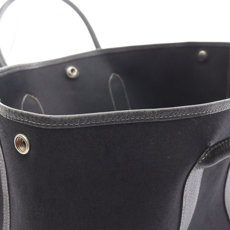 愛馬仕 Garden party PM 手提包,T Negonda 皮革,黑色,二手,帶五金配件-10