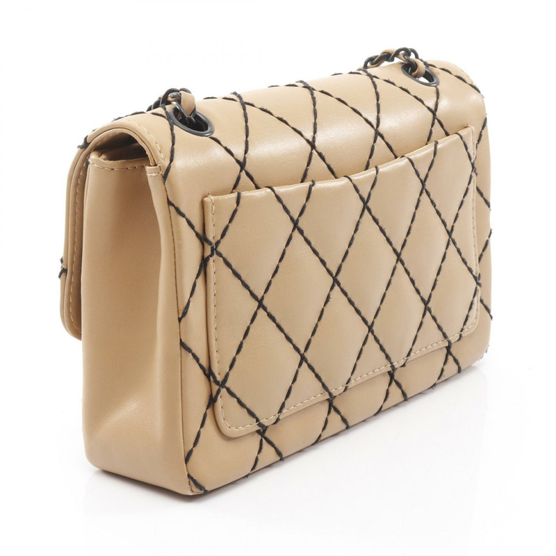 香奈兒 (CHANEL) 狂野縫線鏈條肩背包 小牛皮 米色 二手 女士 CC-1